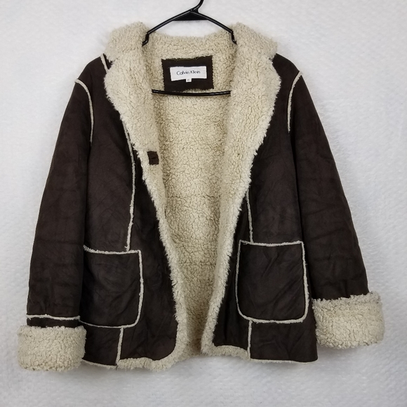 Calvin Klein Jackets & Blazers - Calvin Klein Brown faux suede sherpa Jacket Coat